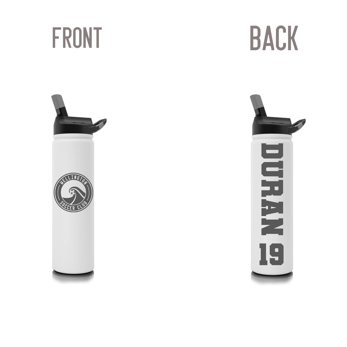 Personalized Wellington Soccer Club Stainless Steel Water Bottle - 27oz