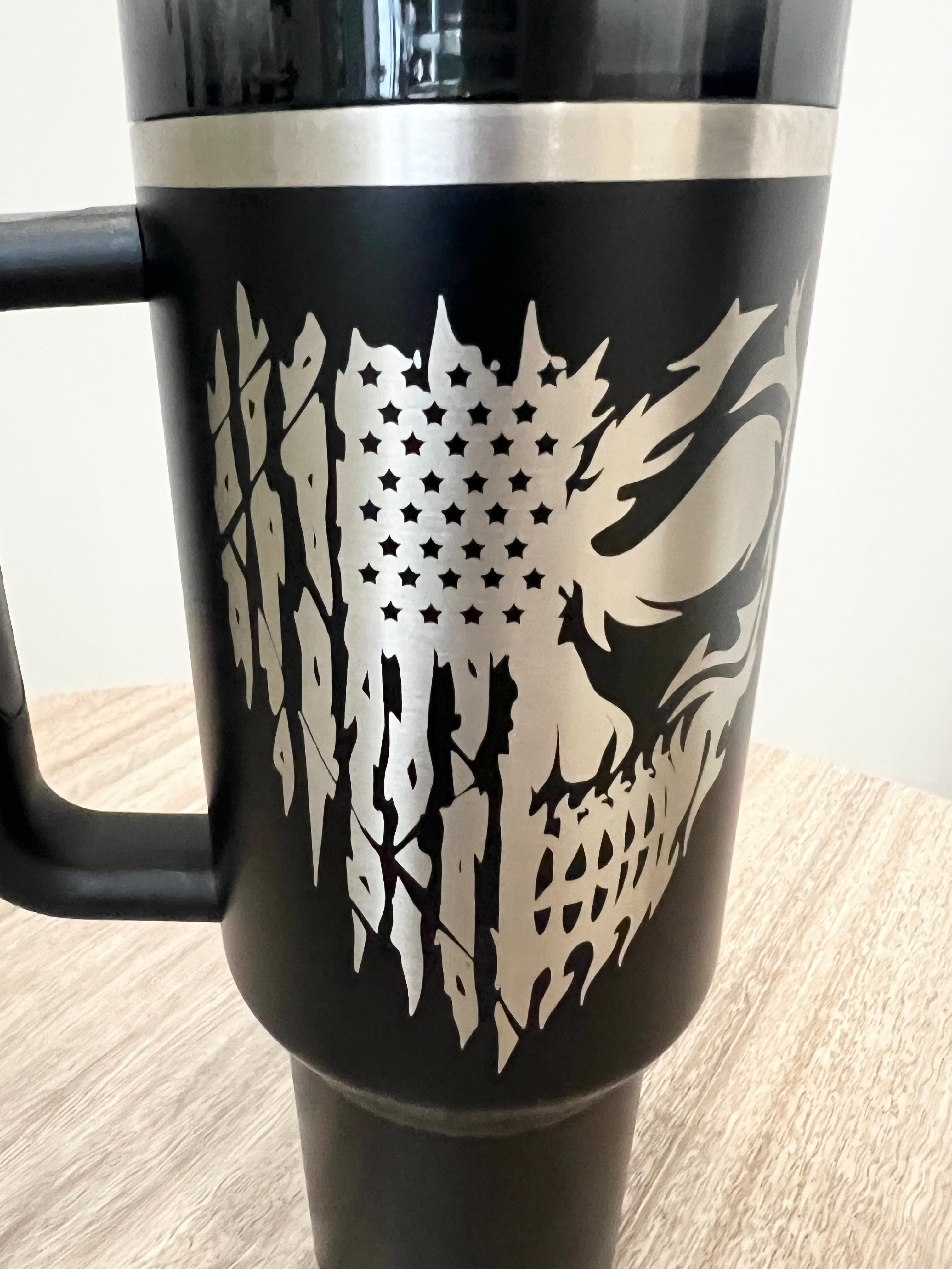 Personalized American Flag Skull Tumbler | Personalize Yours Now