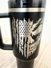 Personalized American Flag Skull Tumbler | Personalize Yours Now