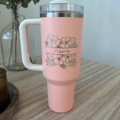 Personalized Hibiscus Stanley Cup – Unique Mother's Day Gift