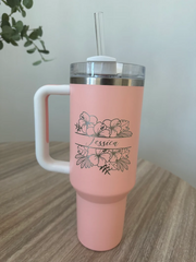 Personalized Hibiscus Stanley Cup – Unique Mother's Day Gift